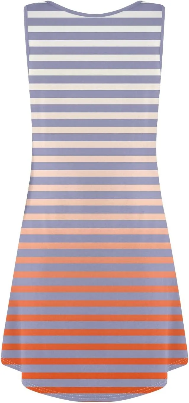 Womens Summer Dresses printedSundresses Loose Flowy Sleeveless Mini Dress Casual Tshirt Tank Dresses with Pockets