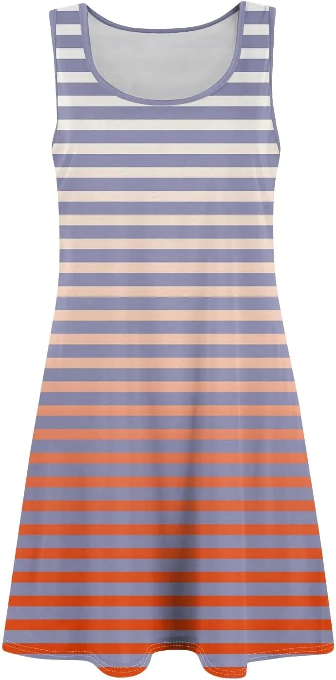 Womens Summer Dresses printedSundresses Loose Flowy Sleeveless Mini Dress Casual Tshirt Tank Dresses with Pockets