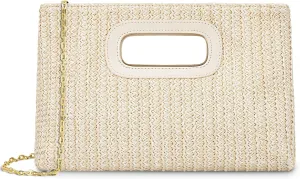 Woven Beach Shoulder Crossbody Raffia Handbag Raffia Vacation Tote Straw Purse Top Handle Clutch for Vacation