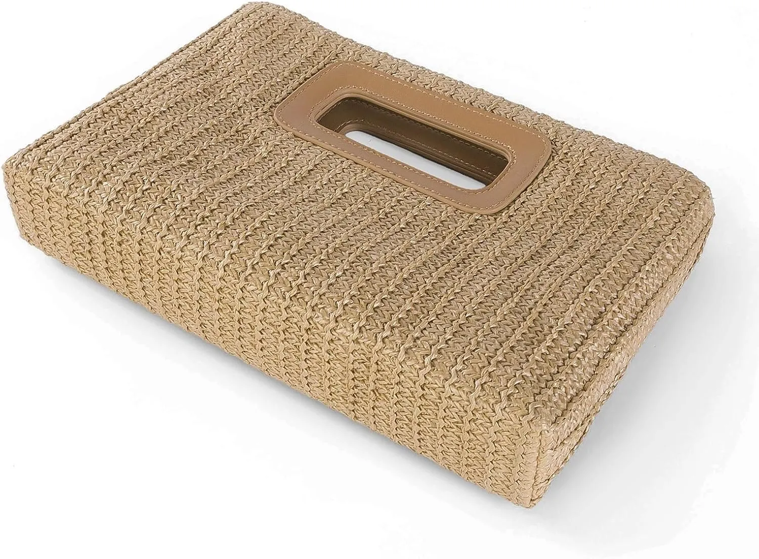 Woven Beach Shoulder Crossbody Raffia Handbag Raffia Vacation Tote Straw Purse Top Handle Clutch for Vacation