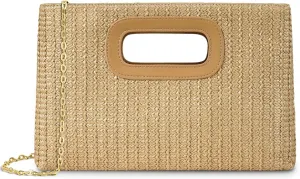 Woven Beach Shoulder Crossbody Raffia Handbag Raffia Vacation Tote Straw Purse Top Handle Clutch for Vacation