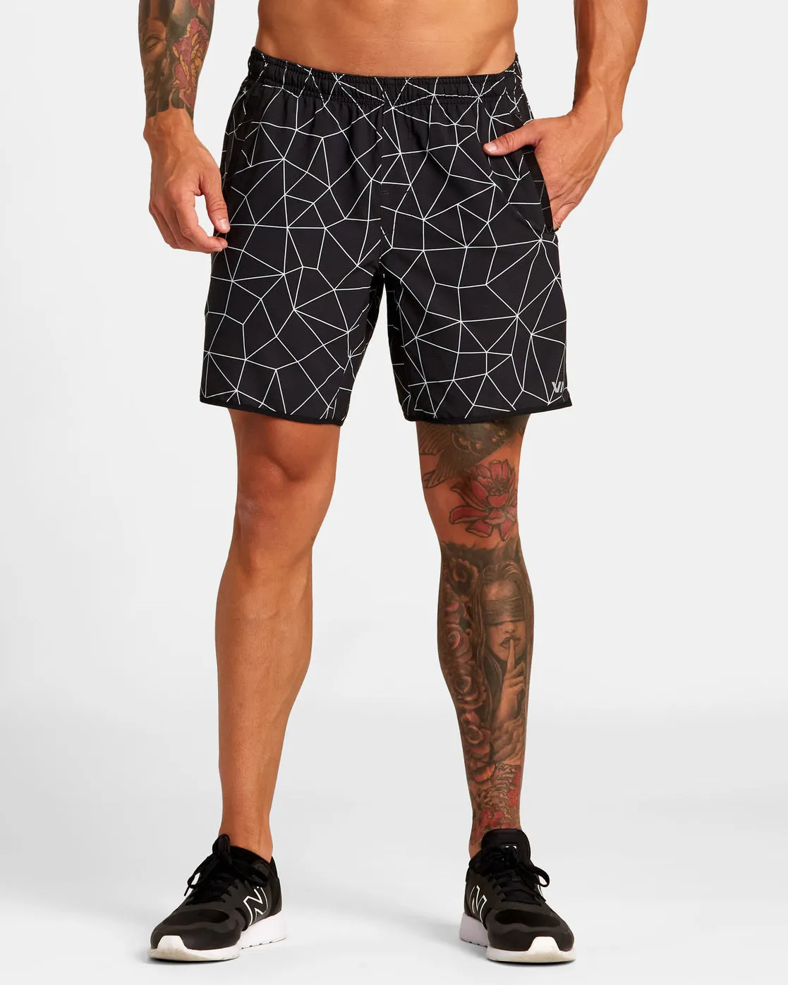 Yogger Stretch 17" Athletic Shorts - Black Grid