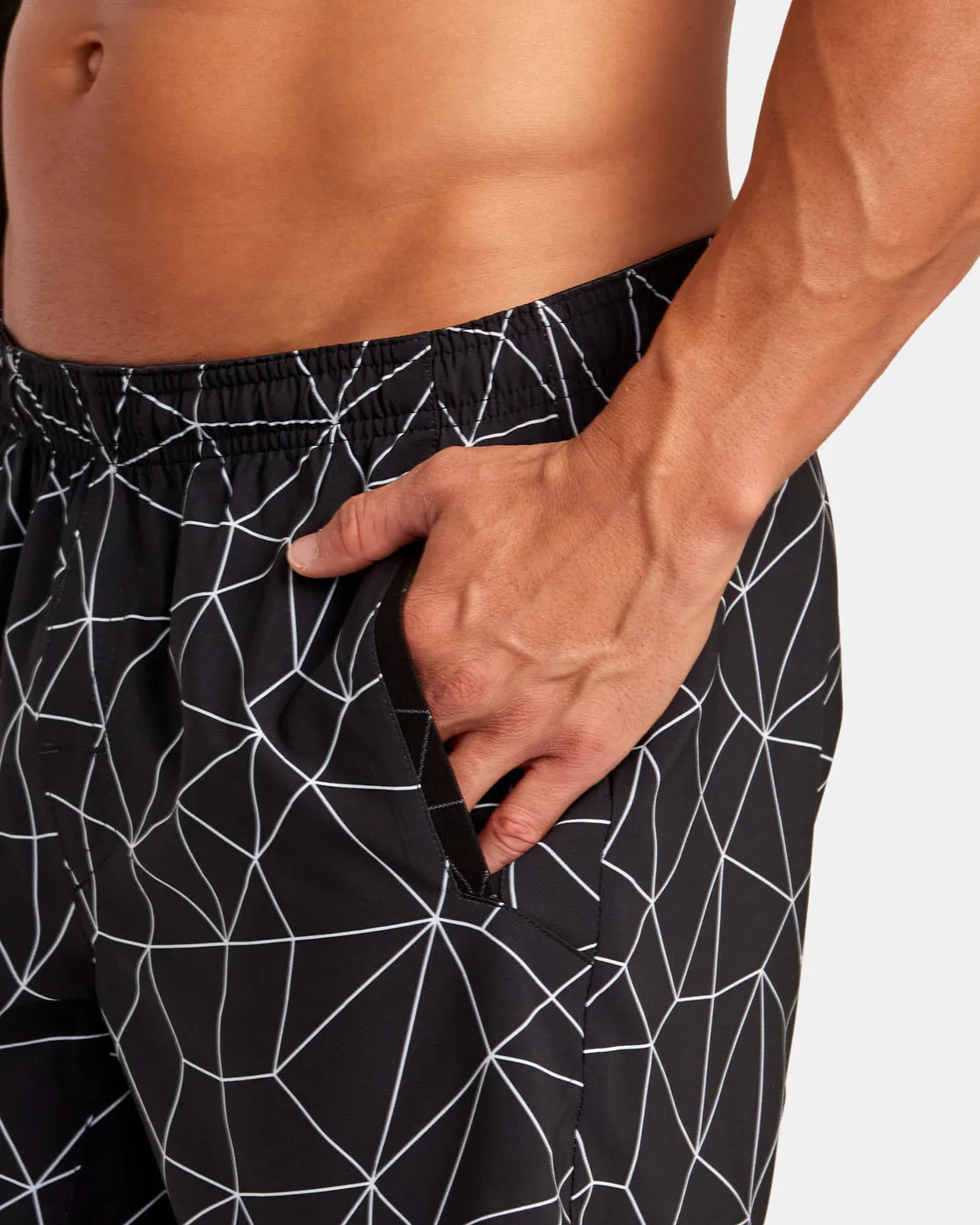 Yogger Stretch 17" Athletic Shorts - Black Grid