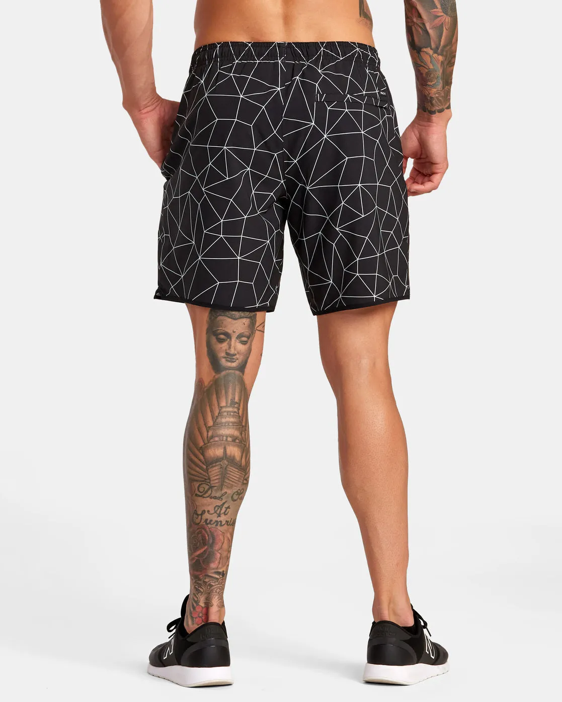 Yogger Stretch 17" Athletic Shorts - Black Grid
