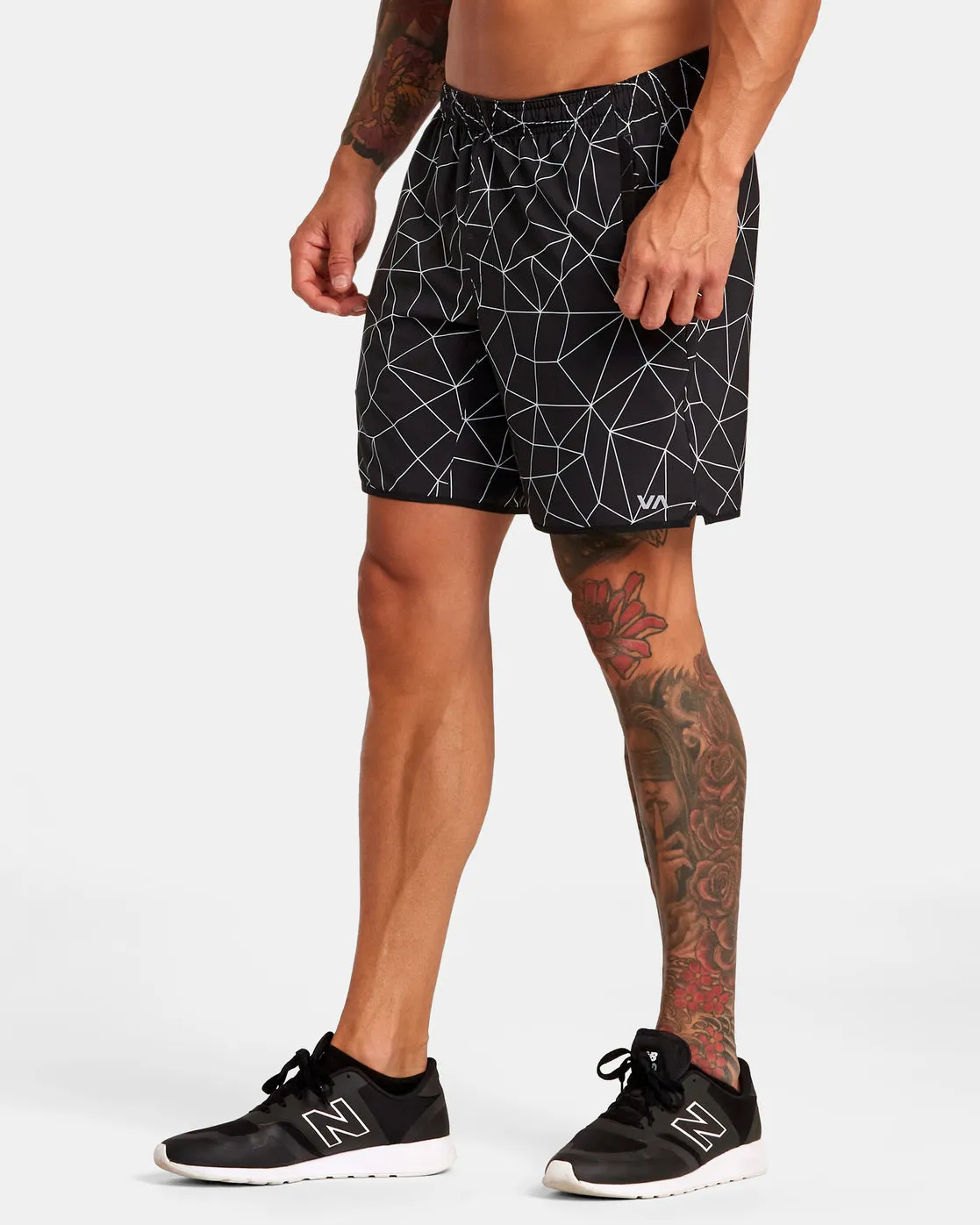 Yogger Stretch 17" Athletic Shorts - Black Grid