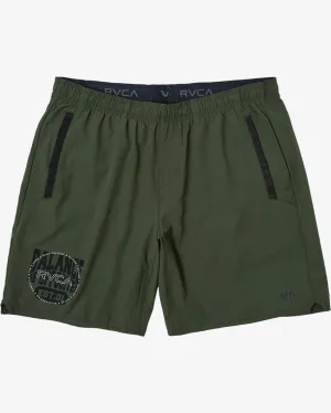 Yogger Stretch Elastic Waist Shorts 17" - Dark Olive
