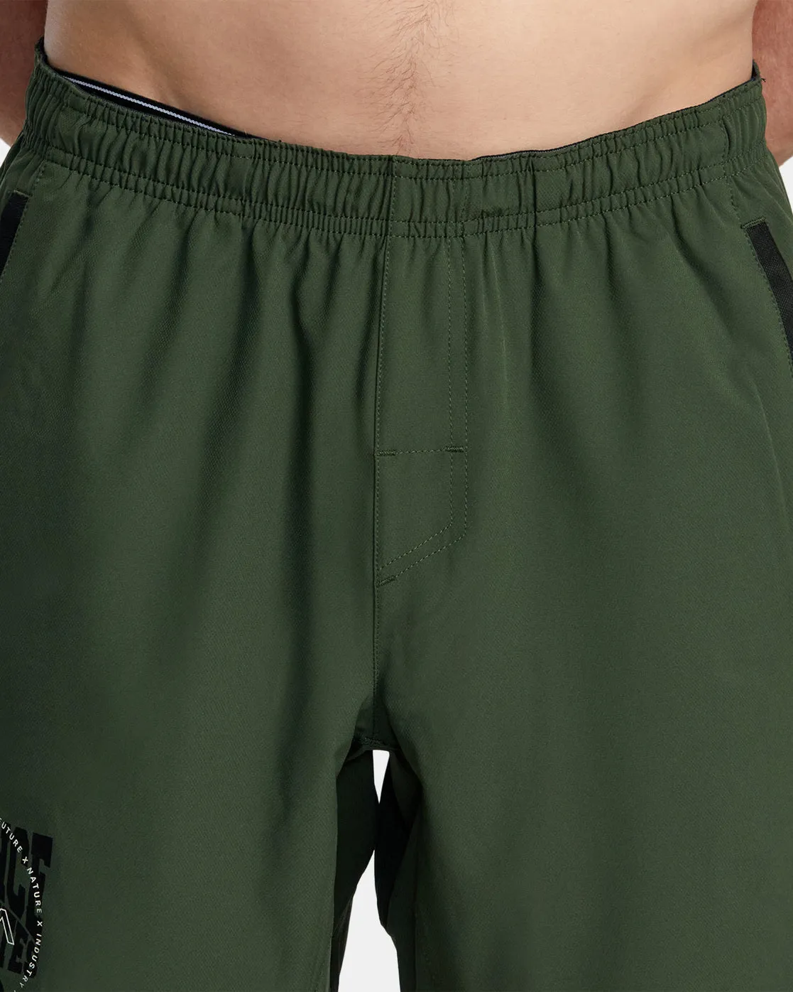 Yogger Stretch Elastic Waist Shorts 17" - Dark Olive
