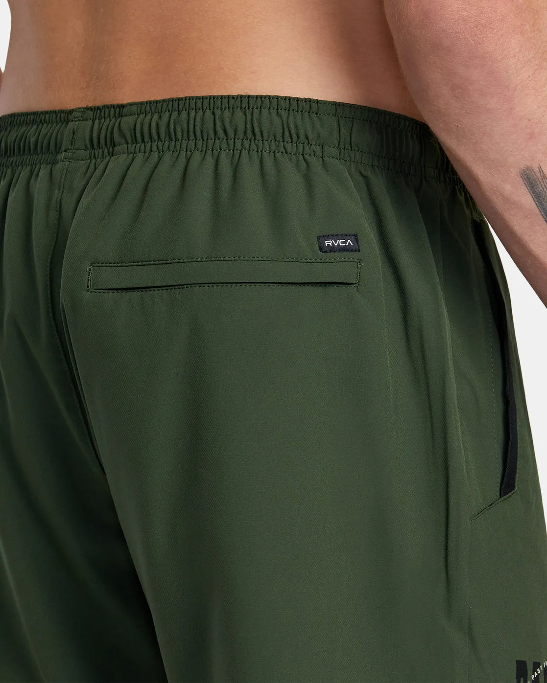 Yogger Stretch Elastic Waist Shorts 17" - Dark Olive