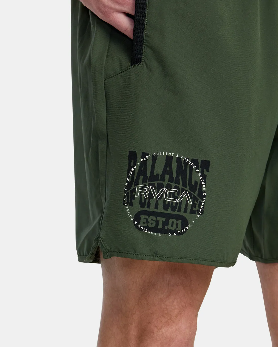 Yogger Stretch Elastic Waist Shorts 17" - Dark Olive