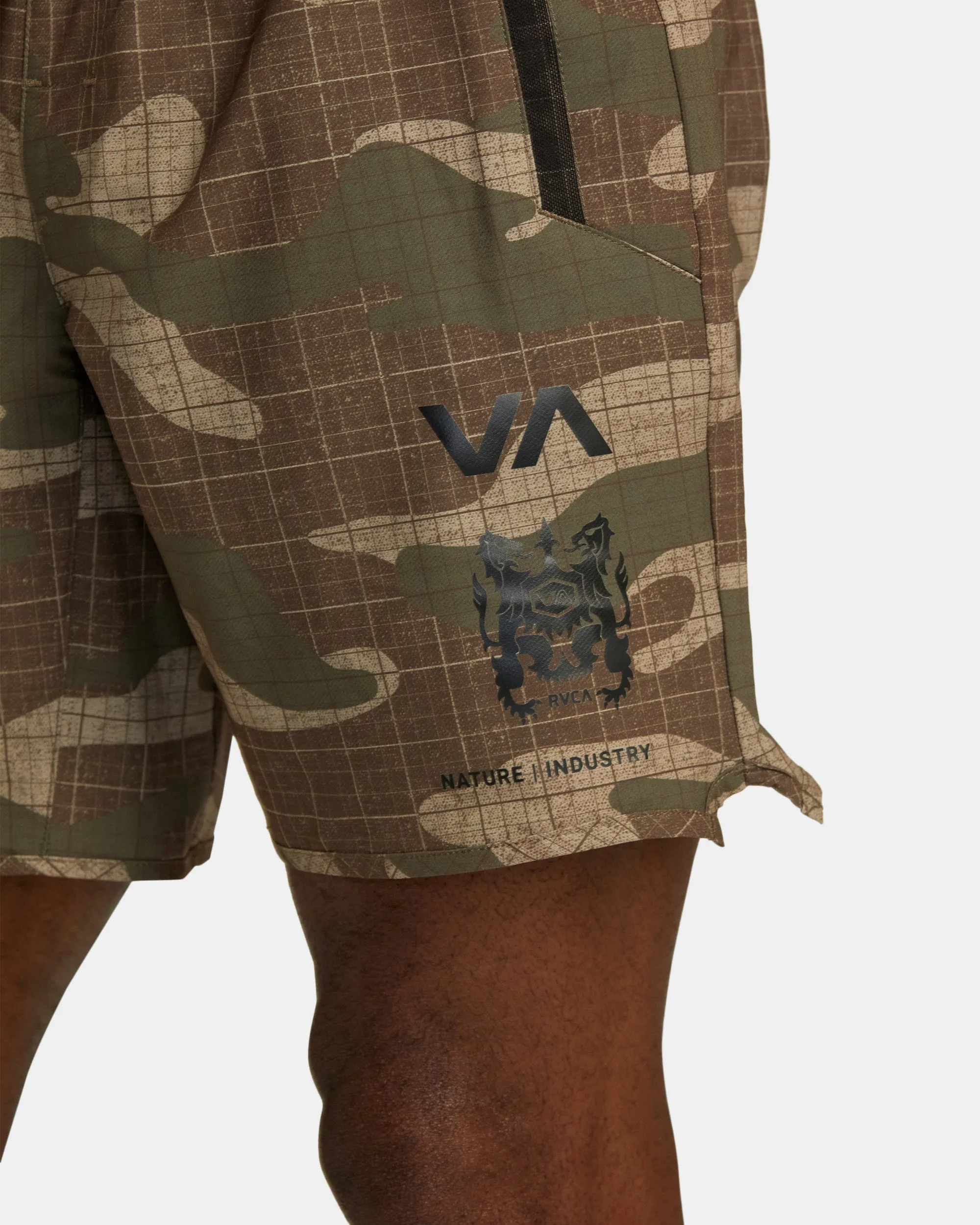 Yogger Stretch Elastic Waist Shorts 17" - Desert Camo
