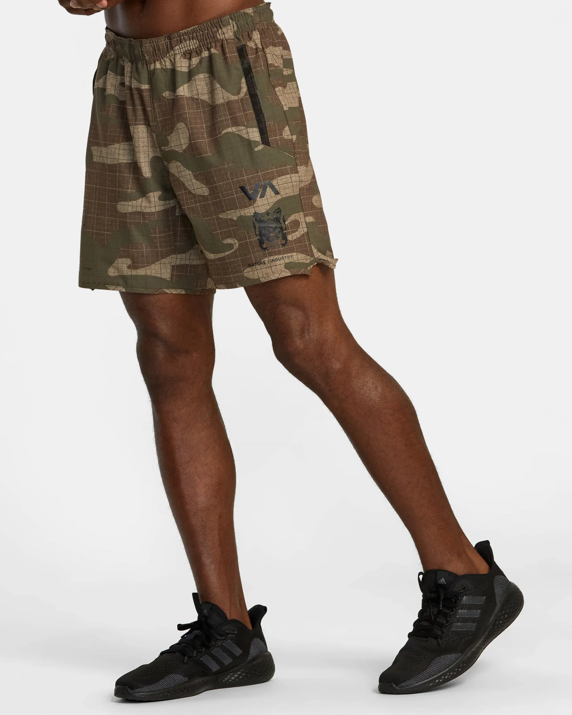 Yogger Stretch Elastic Waist Shorts 17" - Desert Camo