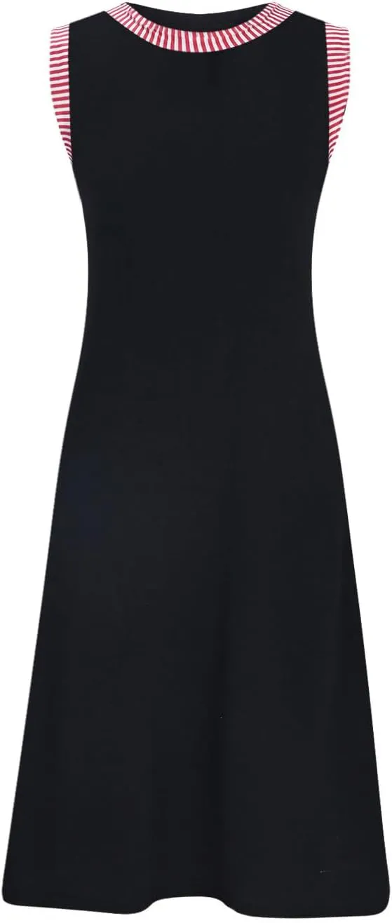 YRAETENM Summer Dresses for Women Casual Crewneck Beach Sundress Vacation Sleeveless Tank Dress Loose Coverup Mini Dresses