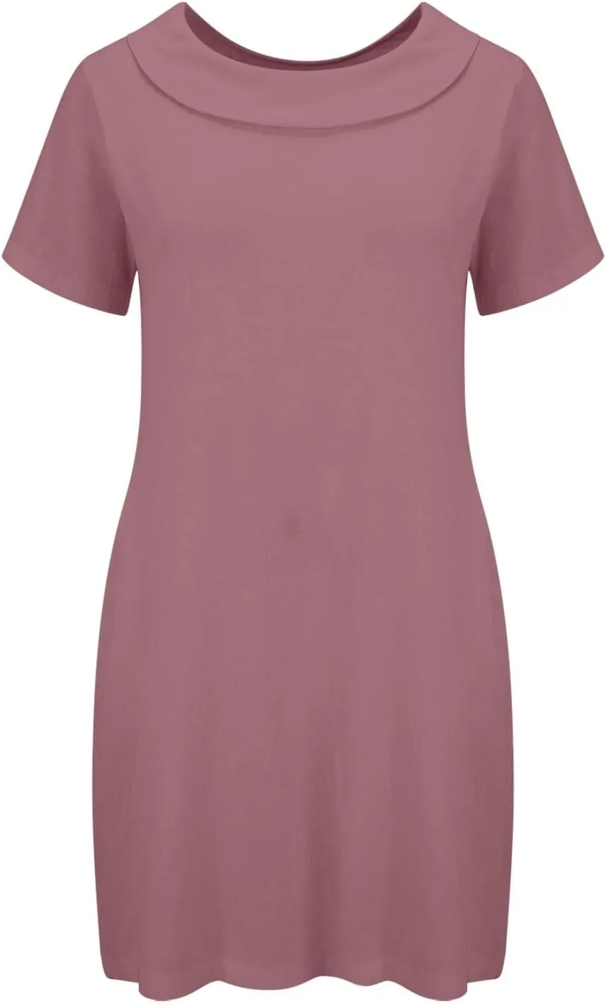 ZYXTIM Linen Dresses for Women 2025 Short Sleeve Lightweight Casual Summer Dress Plus Size Loose Boho Beach Going Out Outfits