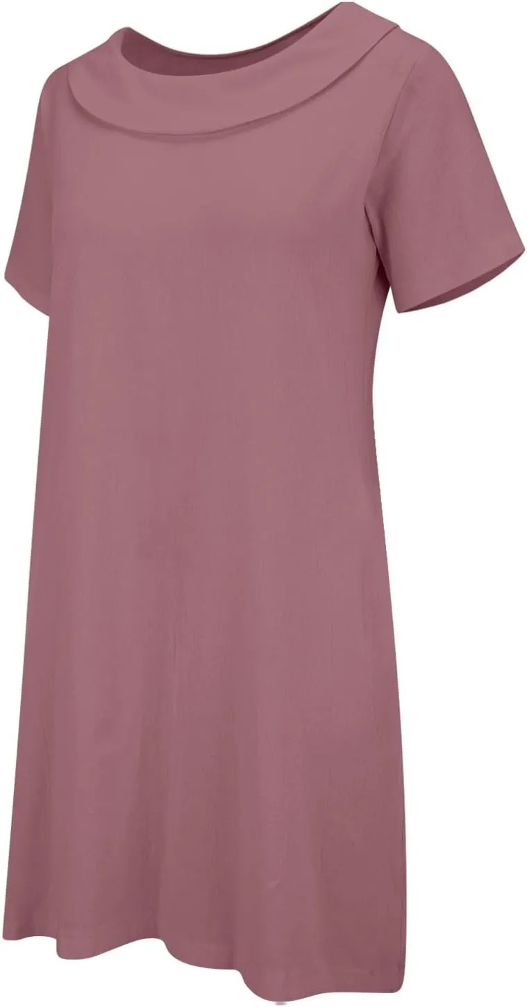 ZYXTIM Linen Dresses for Women 2025 Short Sleeve Lightweight Casual Summer Dress Plus Size Loose Boho Beach Going Out Outfits