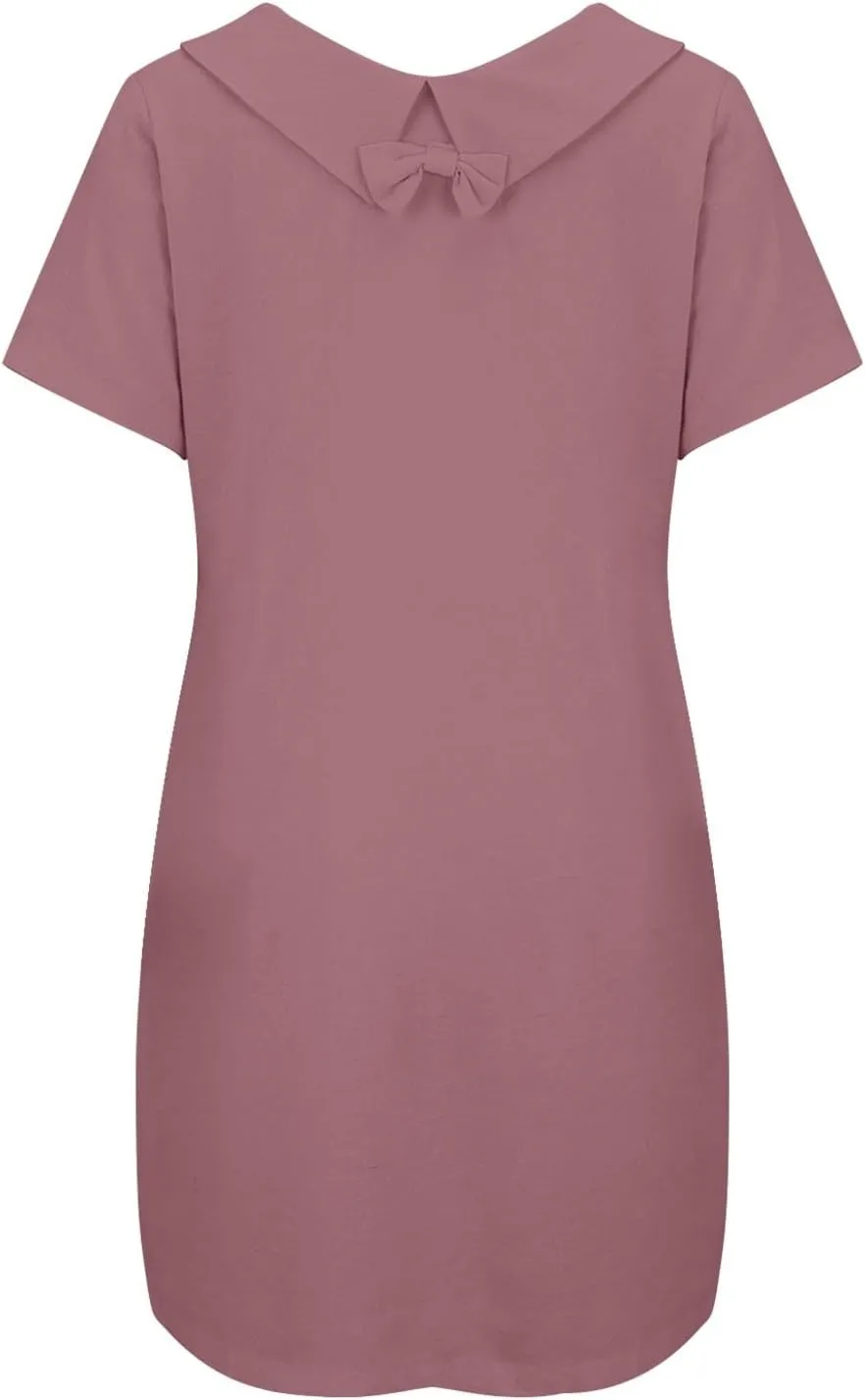 ZYXTIM Linen Dresses for Women 2025 Short Sleeve Lightweight Casual Summer Dress Plus Size Loose Boho Beach Going Out Outfits