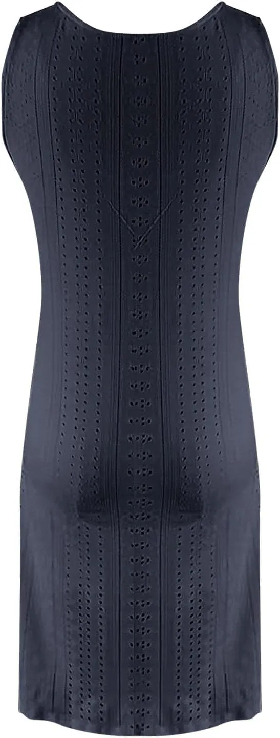 ZYXTIM Women's Summer 2024 Casual Sundress Sleeveless Eyelet Embroidery Mini Dress V Neck Floral Printed Flowy Beach Sundress